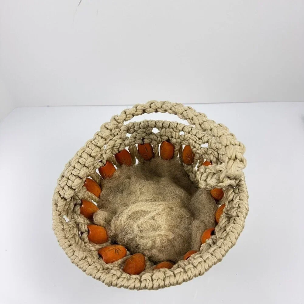 Vintage macrame basket
